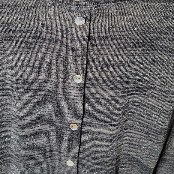 Pink. Rose Dress Shirt Button Back Grey With Silver Threads Size Large - Picture 6 of 8